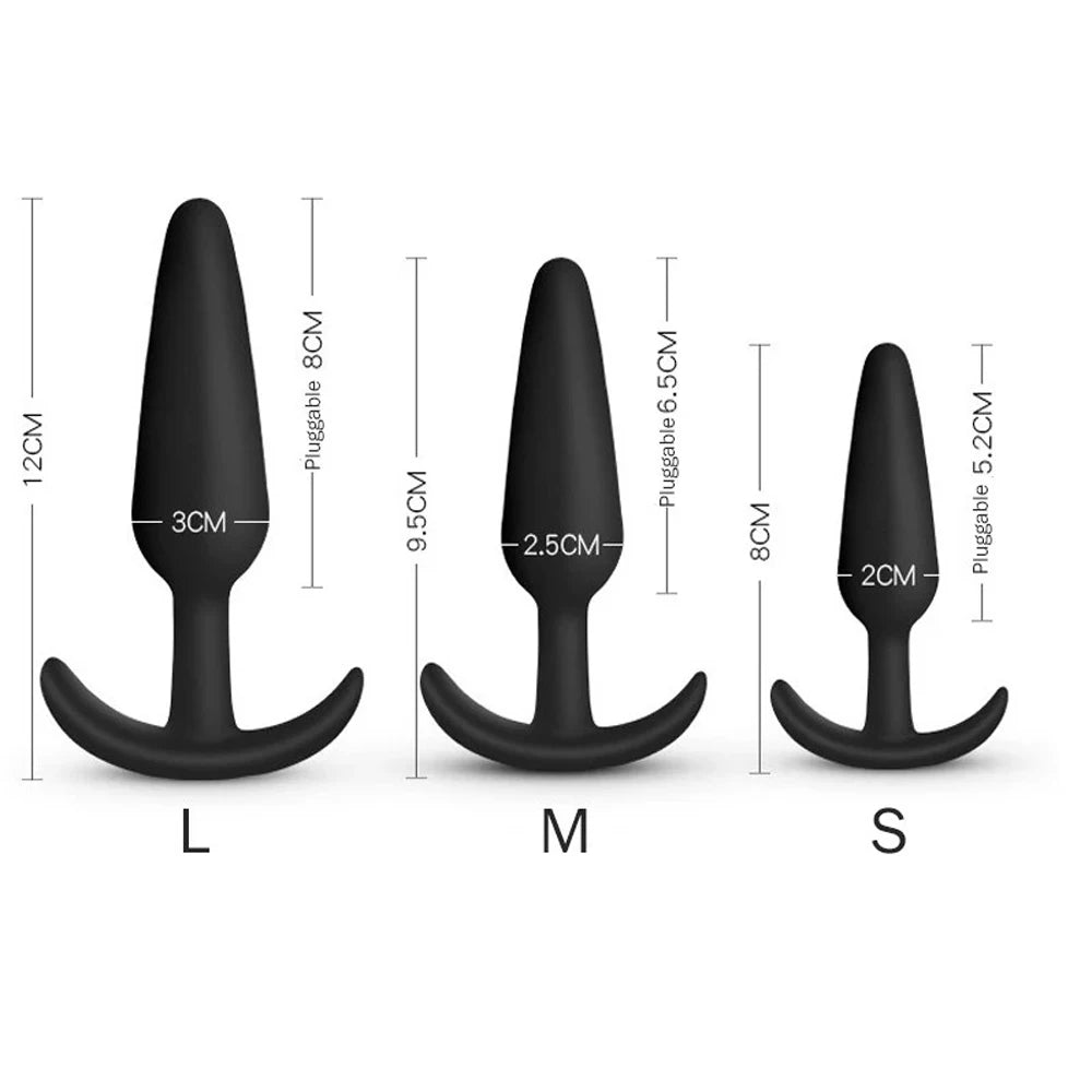 3 Different Size Anal Plug Soft Silicone Anal Butt Plug Stimulator Adult Sex Toys for Men/Women Prostate Massager Anal Trainer