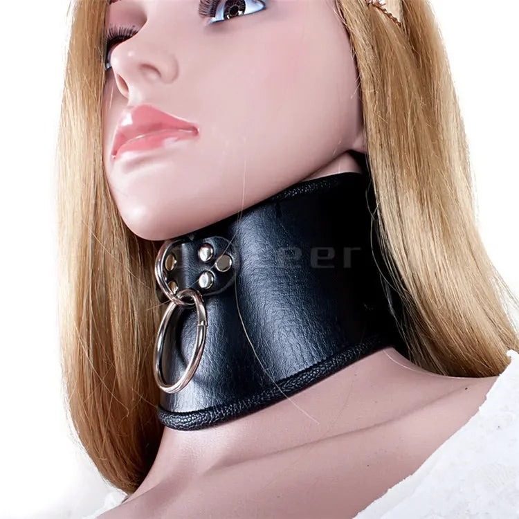Erotic Black Soft Sponge Padded Inside Leather Chastity Posture Neck Collar For Bdsm Choker Bondage Couples Harness Sex Products