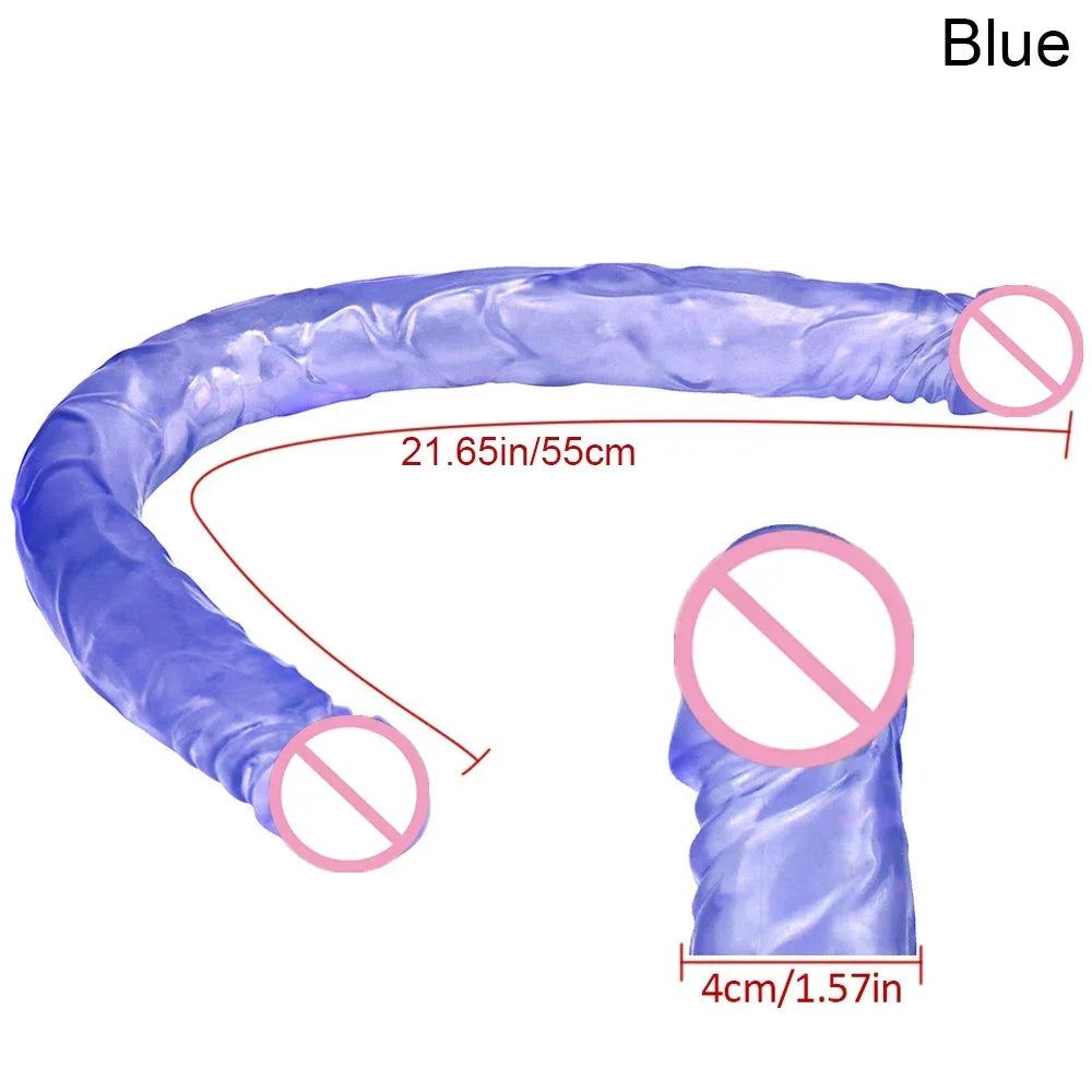 55cm Multicolor Double Head Dildo Flexible Dick Soft Big Penis Vagina Orgasm G-spot Stimulator Anal Sex Toys For Lesbian And Gay