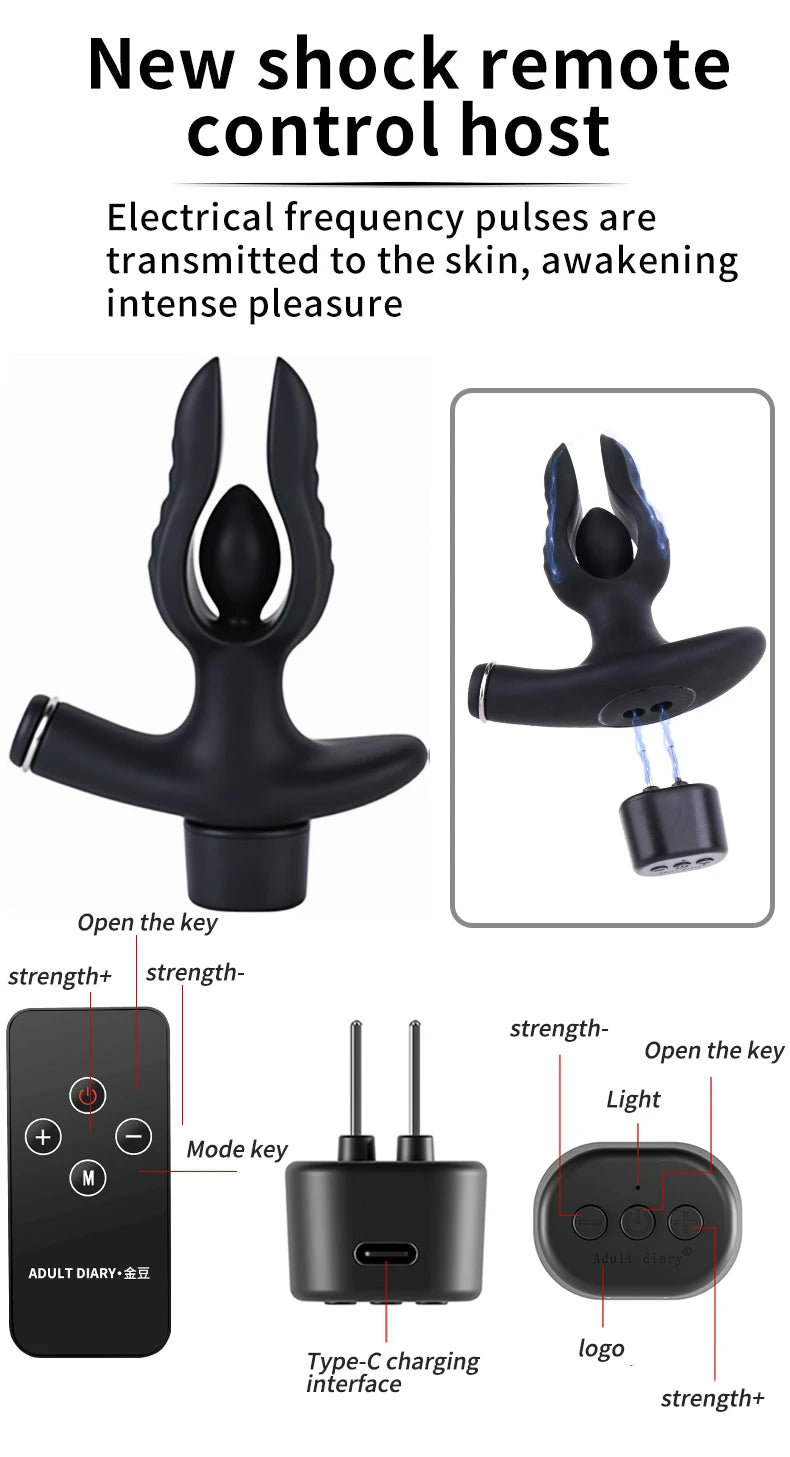 Inflatable Electric Shock Anal Plug Vaginal G Spot Stimulation Anal Docking Insertion Prostate Massage Male Masturbator Sex Toy