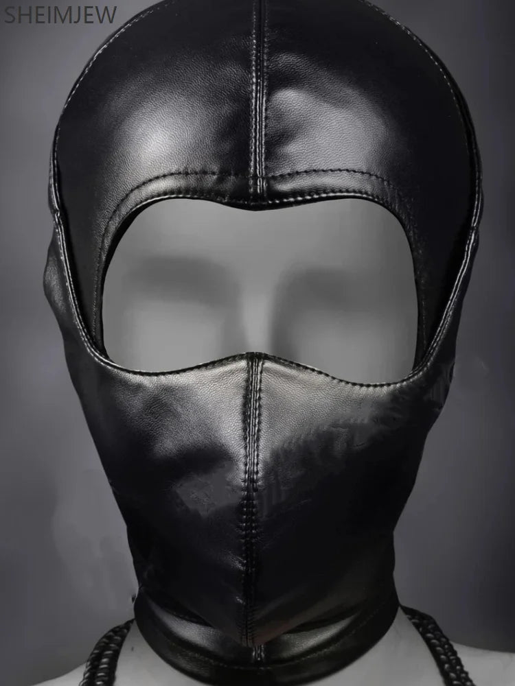 Fetish Headgear Open Mouth Eyes Bondage Party Mask Role Play Punishment Headdress Adult Couple Game Tied Face Mask Leather Socks