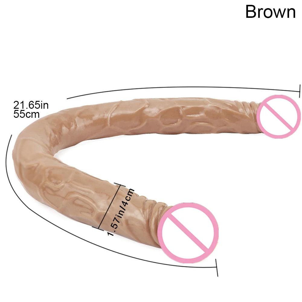 55cm Multicolor Double Head Dildo Flexible Dick Soft Big Penis Vagina Orgasm G-spot Stimulator Anal Sex Toys For Lesbian And Gay