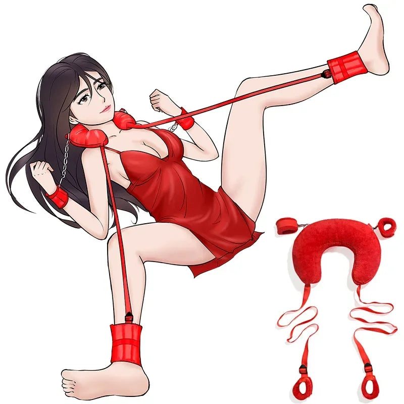 Sex Toys Cotton Bdsm Bondage Set Handcuffs Sexy Leg Pillow Thinning Belt Bending Orgasm Couple Toy