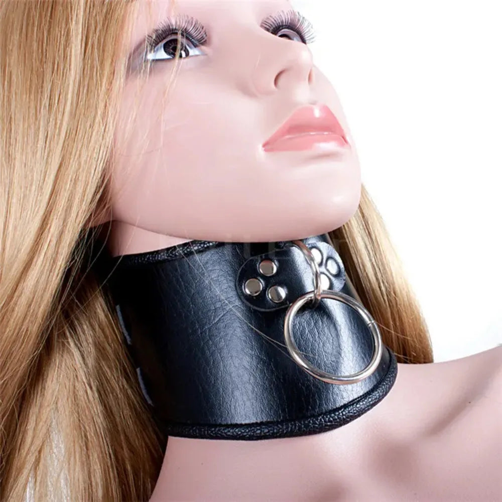 Erotic Black Soft Sponge Padded Inside Leather Chastity Posture Neck Collar For Bdsm Choker Bondage Couples Harness Sex Products