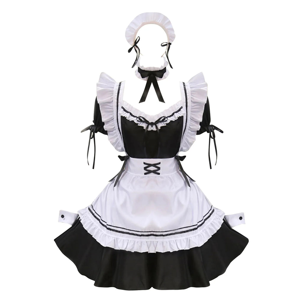 Black Pink Lolita Maid Costumes Cute Girls Women Lovely Maid Cosplay Costume Animation Show Japanese Outfit Dress Clothes S-5XL