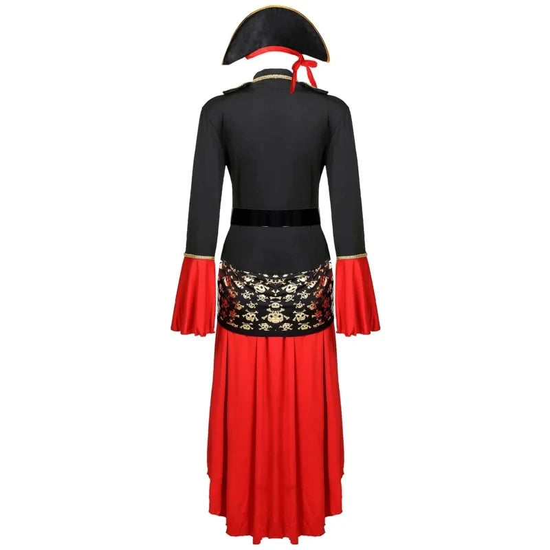 Purim Female Caribbean Pirates Captain Costume Halloween Cosplay Suit Woman Gothic Medoeval Fancy Dress Performance outfit