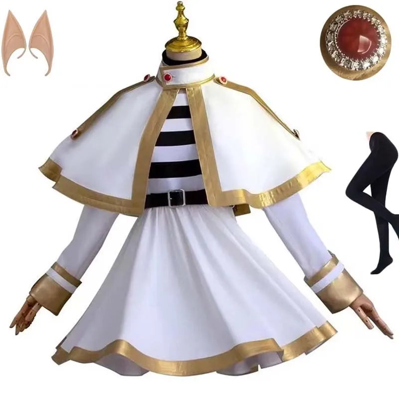 Frieren Cosplay Costume Frieren Dress with Ears Stockings for Anime Comic Con Frieren Outfits