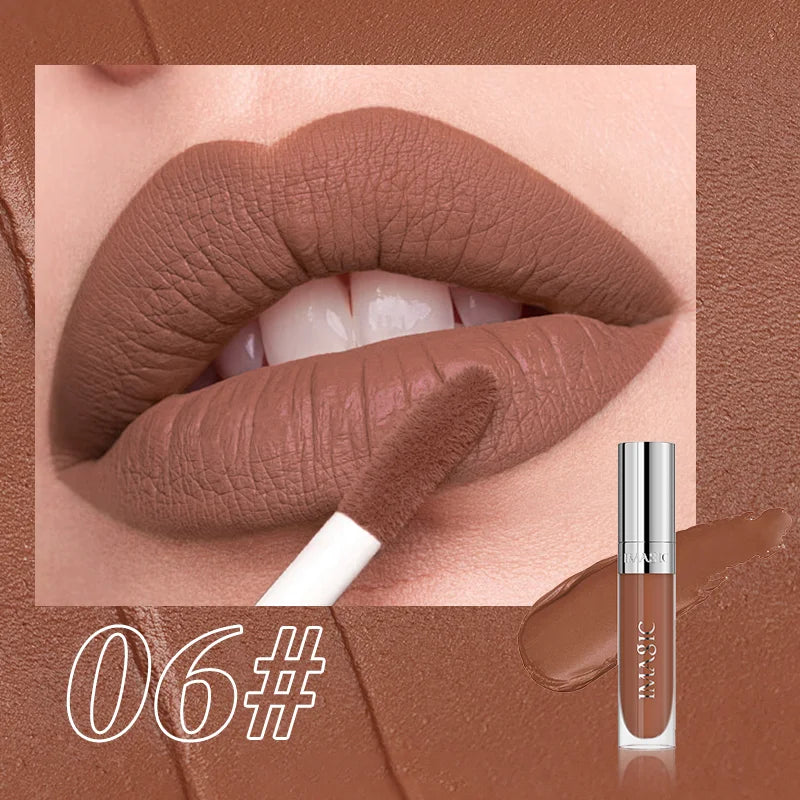 IMAGIC Natural Matte Lipgloss Stainless Steel Cup Waterproof Long-Lasting Lip Makeup Beauty 8ml NO.LP-221
