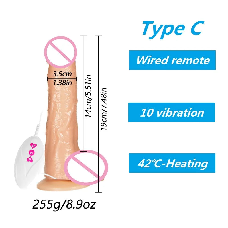 Thrusting Dildo Vibrator Sex Toy Black Realistic Vibrating Dildos G-spot Anal Stimulation Vibrating Dildo for Women Masturbation