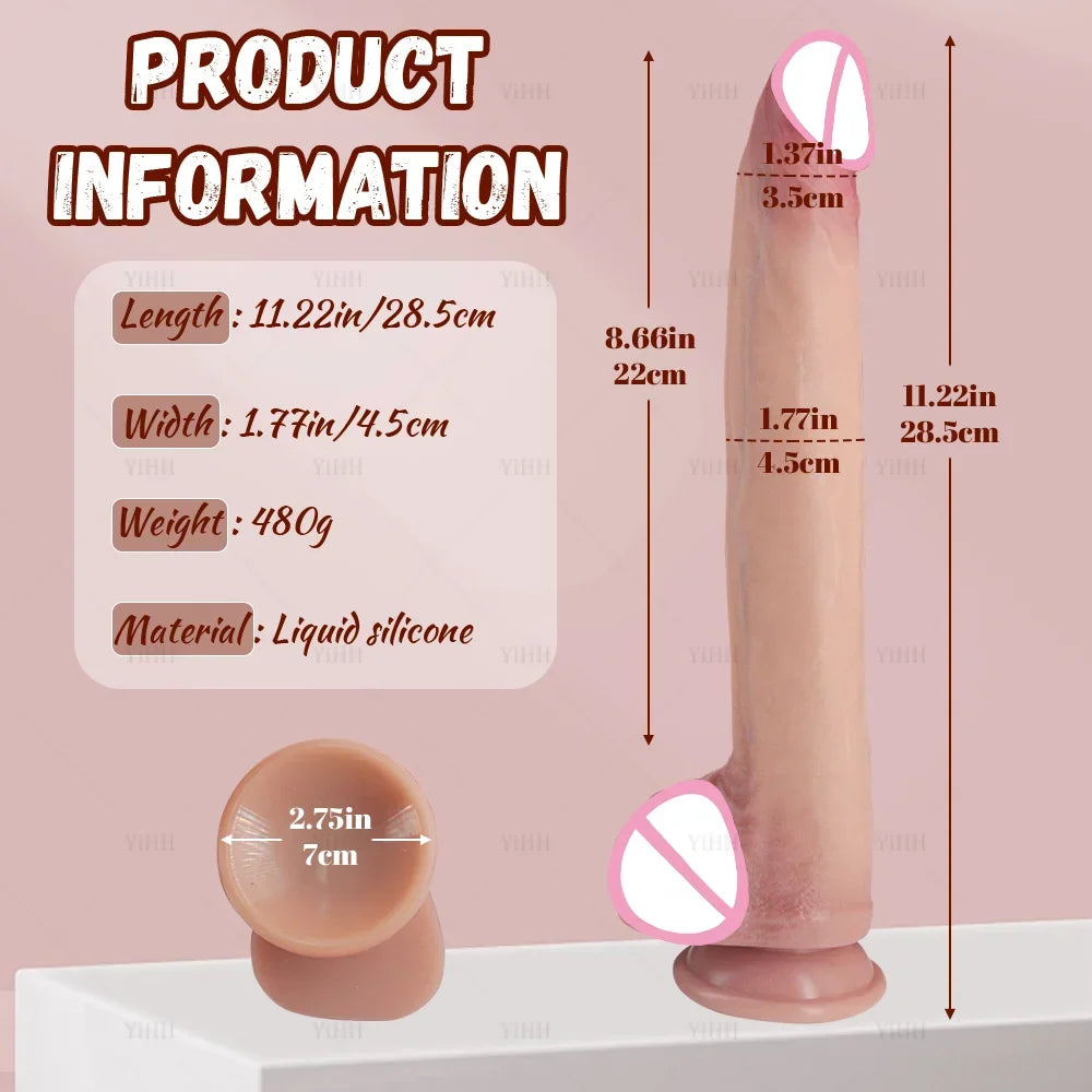 Realistic Long Dildo Sex Toys Dual-Layer Silicone Big Dildos Lifelike Giant Dildo Anal Play with Suction Cup Sex Toys for Women