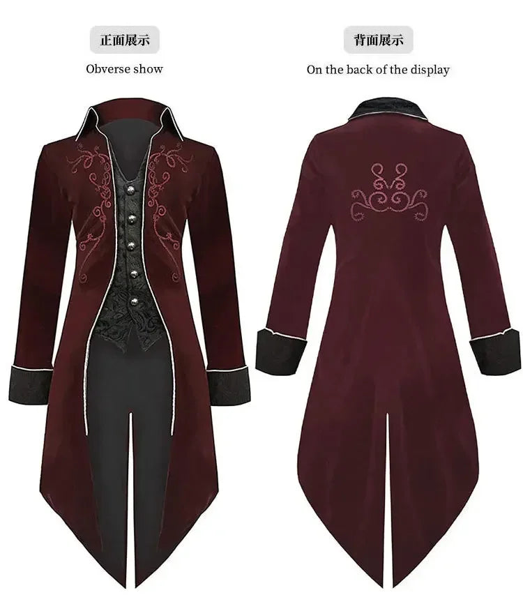 2025 Steampunk Women Men Medieval Dress costume Velet Stand Collar Tailcoat Gothic Vampire Cosplay Jacket Coats S-5XL
