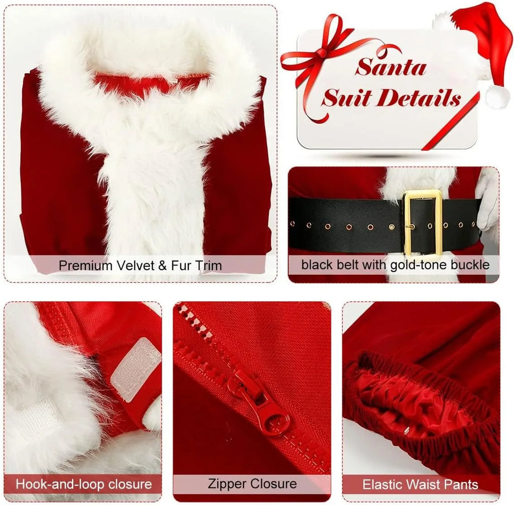 Christmas Costumes-Santa Claus Costume for Men Women Adult - 9pc. Deluxe Costume Santa Suit Outfit
