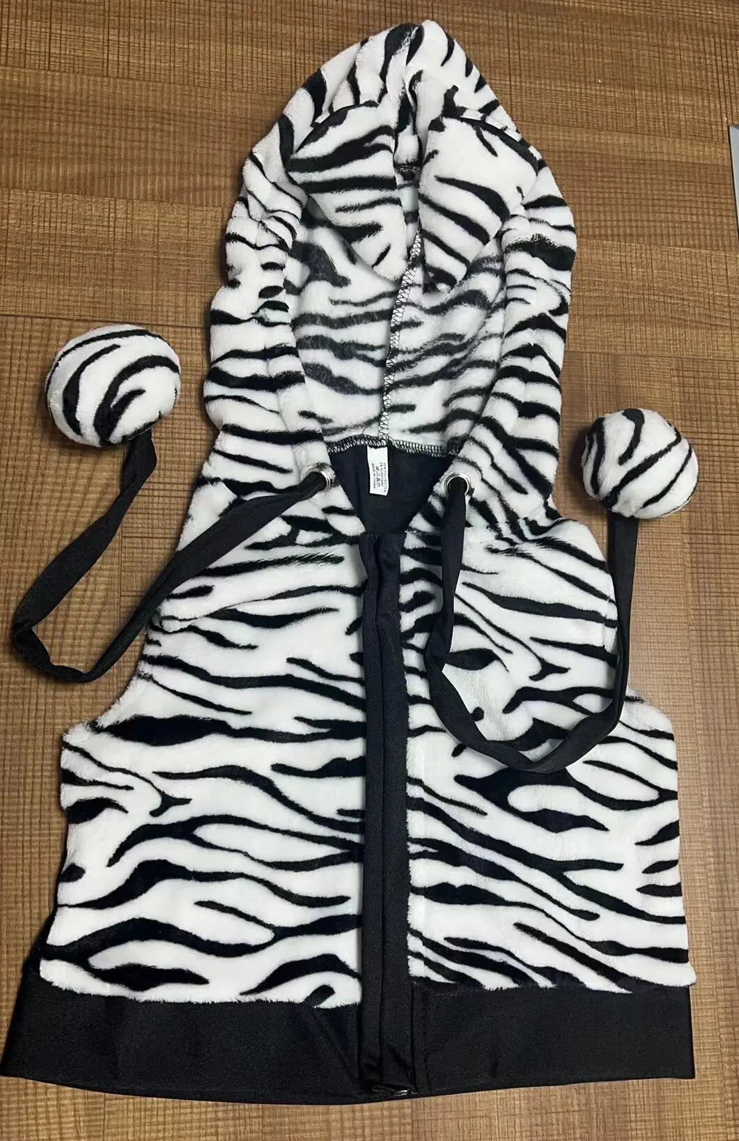 Women Sexy Striped Plush Leopard Animal Costume Shawl Tiger Game Cosplay Clothing Halloween Party Dress