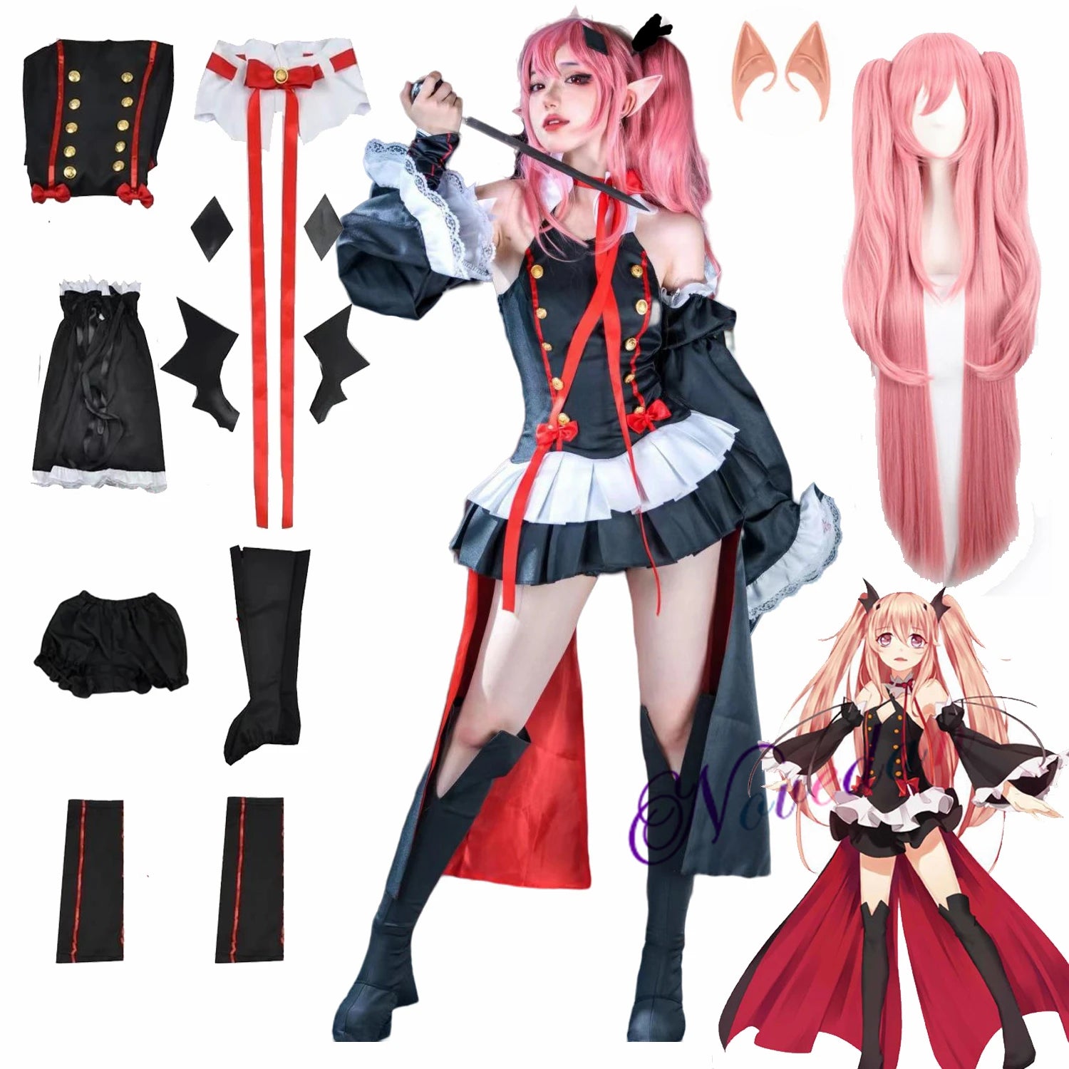 Seraph Of The End Krul Tepes Cosplay Costume Uniform Wig Anime Owari no Seraph Vampire Witch Cosplay Halloween Costume For Women