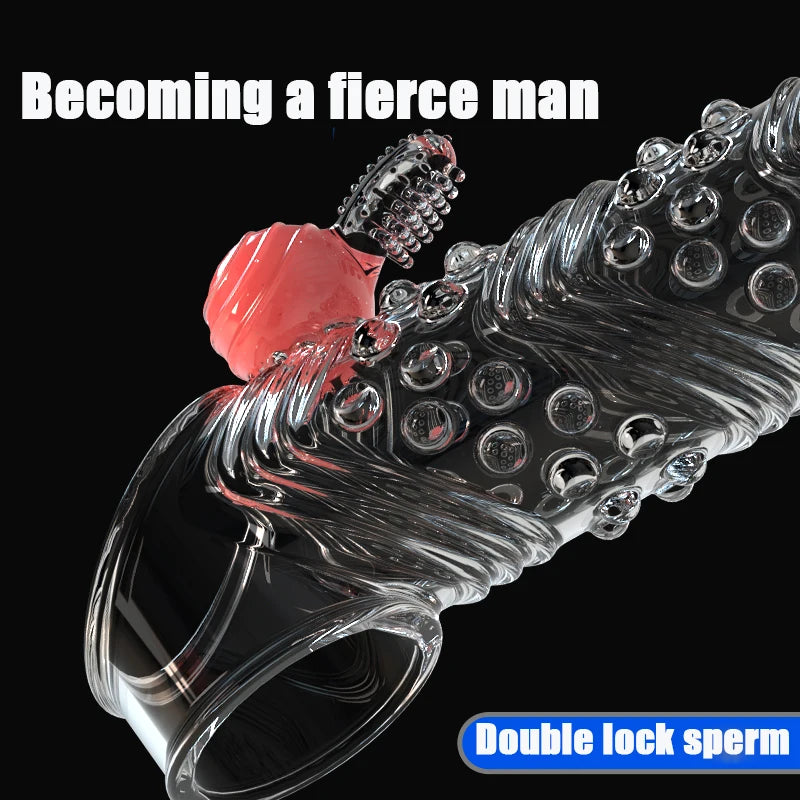 Penis Extension Sleeve Vibrator Extender 4cm Reusable Condoms Soft Delay Ejaculation Dick Sleeve Adult Sex Toys for Men