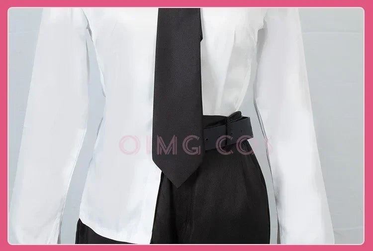 Power Cosplay Costume Chainsaw Man Outfits Blue Suit Shirt Tie Short Neck Ring Wig Women Anime Uniform Halloween