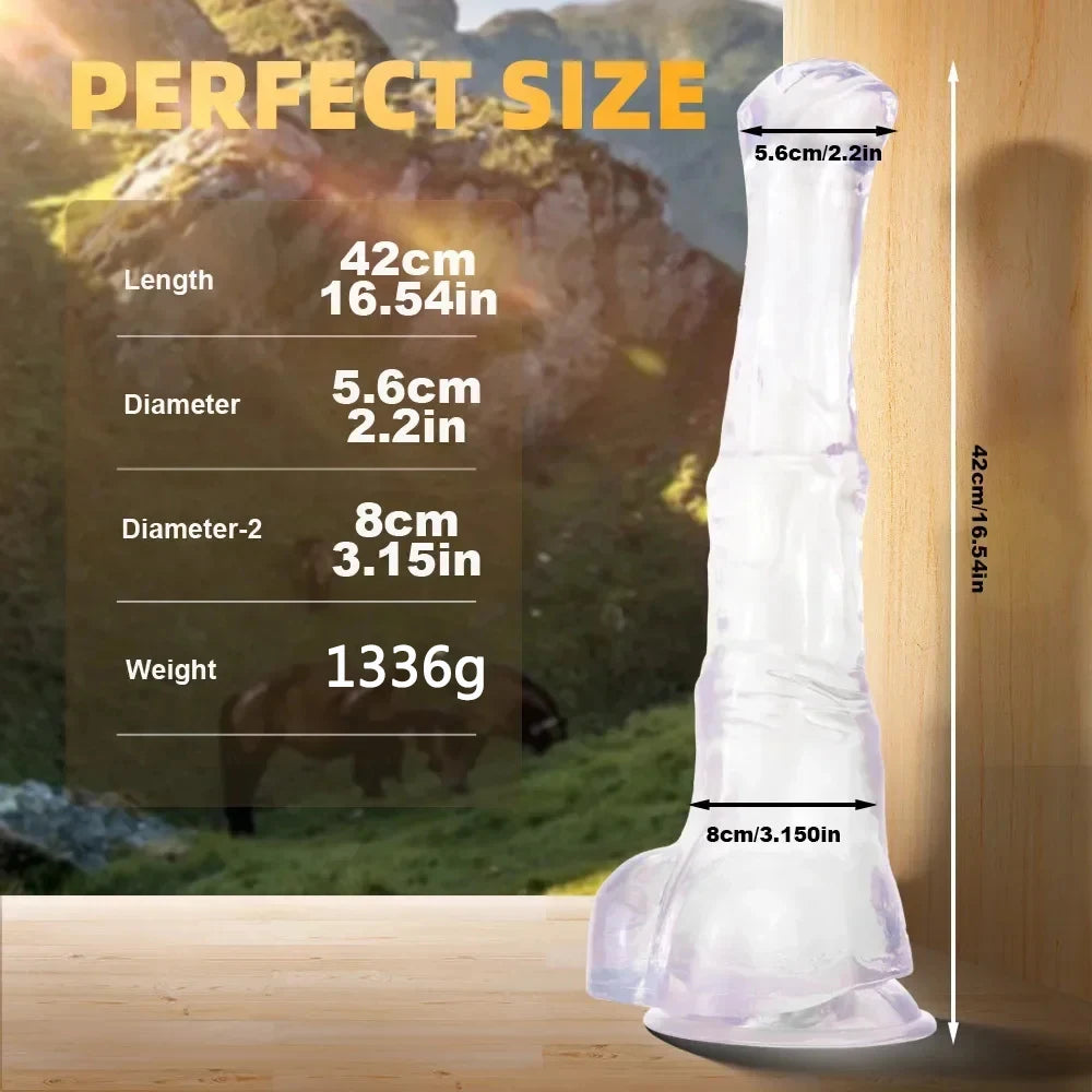 Horse Dildo Huge 2.2inch Diameter Realistic Huge Dildo Long 16.5inch Large Animal Dildos for Women Giant Horse Penis Sex Toys