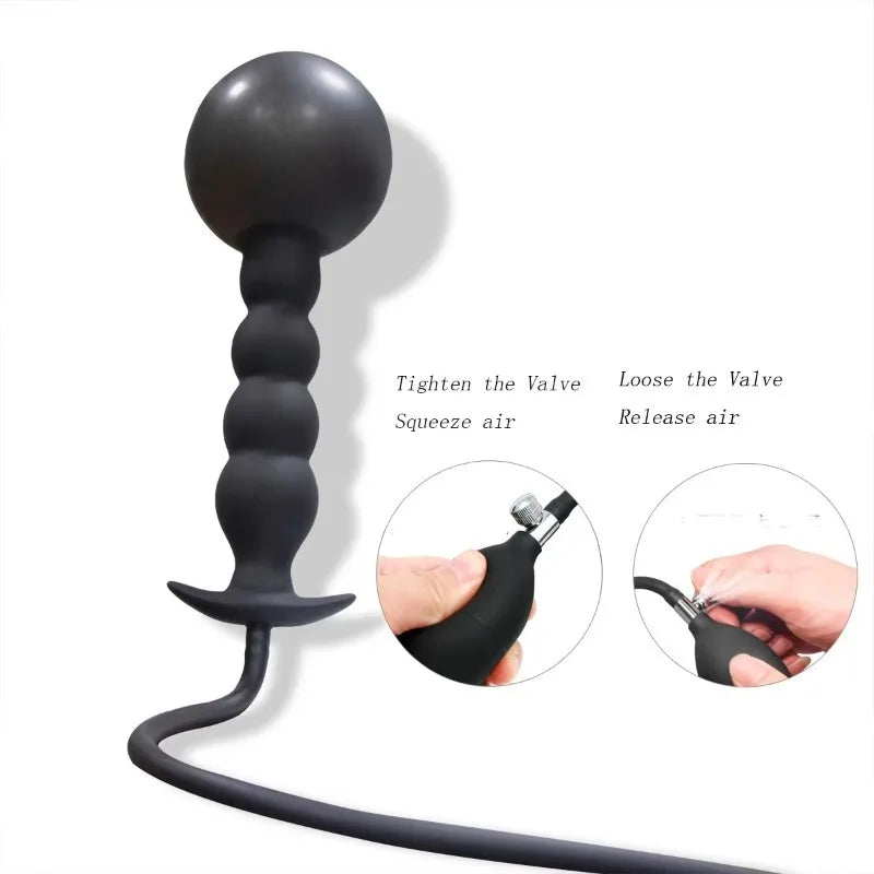 Anal Plug Super Long 5 Beads Expandable Inflatable Anal Plugs Big Butt Plug Butt Plug Anal Beads Ass Dilator SM Couples Sex Toy