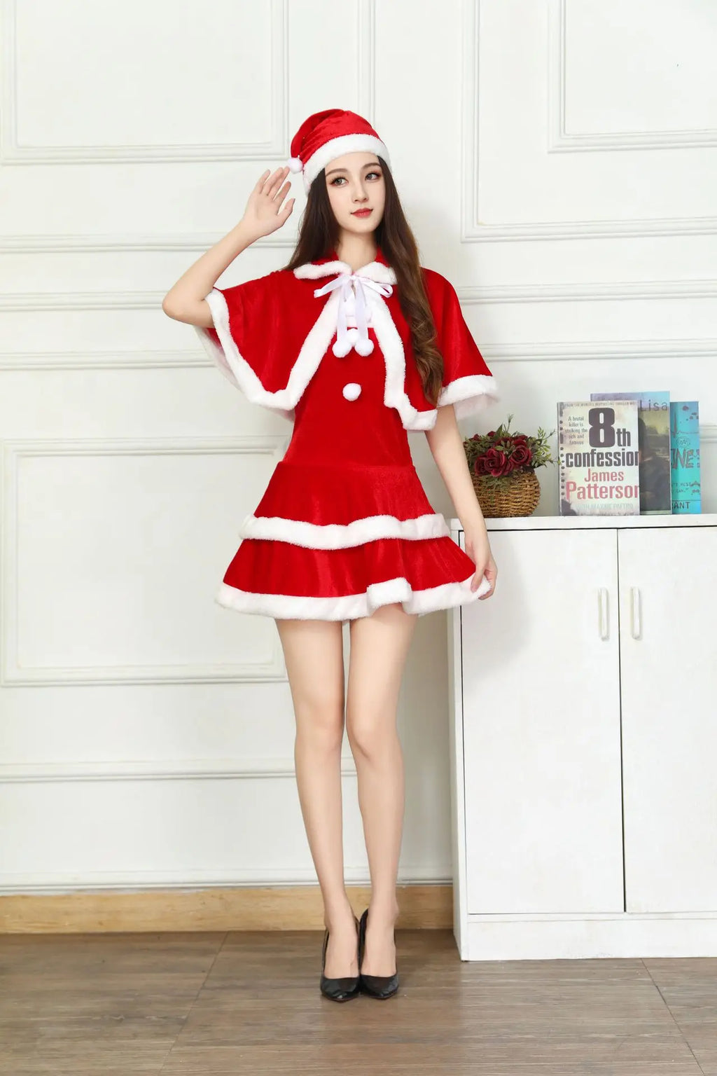2024 Girl Christmas Xmas Lady Santa Claus Cosplay Costume Winter Cape Cloak Outfits Halloween Cloak Women Custome 2025