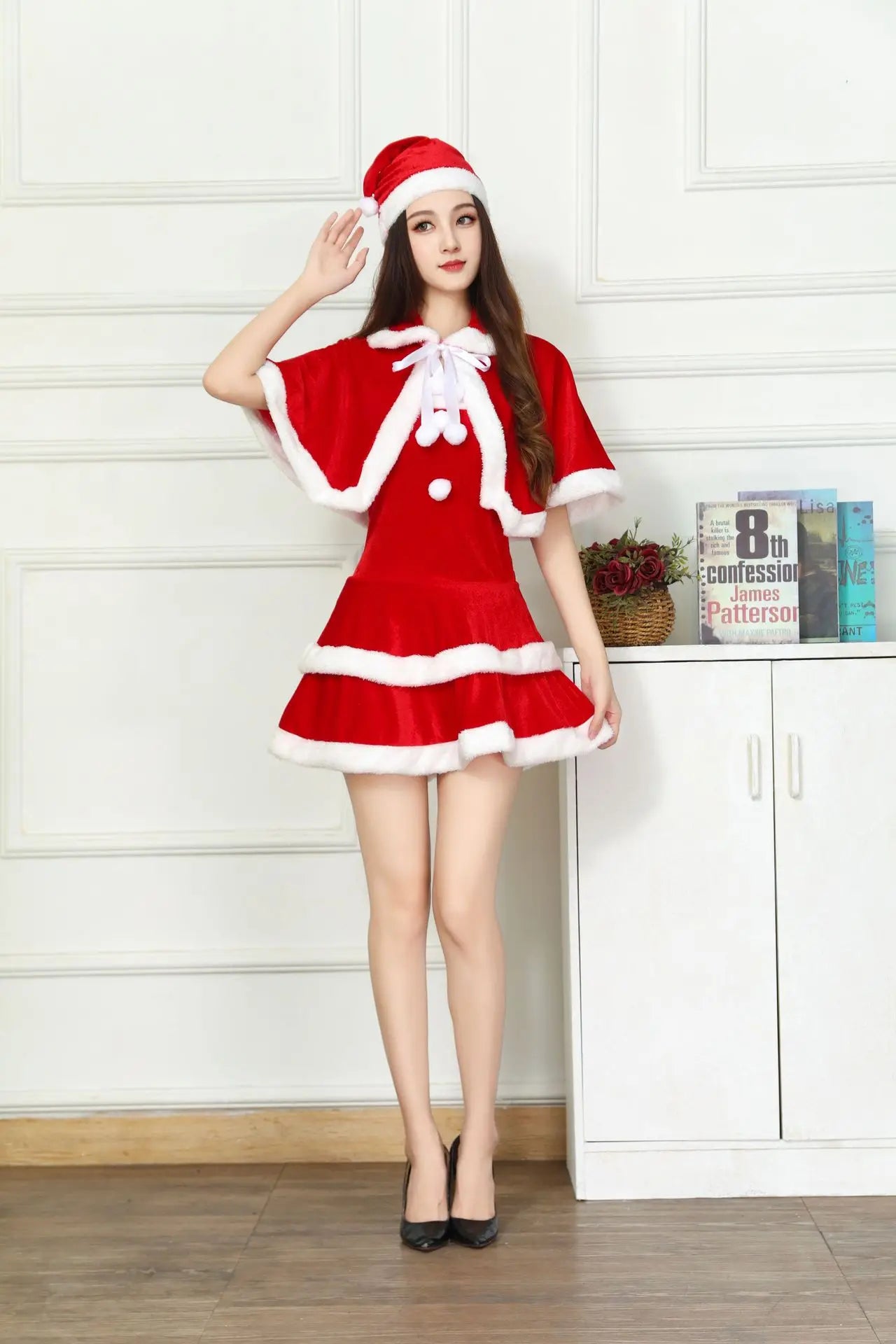 2024 Girl Christmas Xmas Lady Santa Claus Cosplay Costume Winter Cape Cloak Outfits Halloween Cloak Women Custome 2025