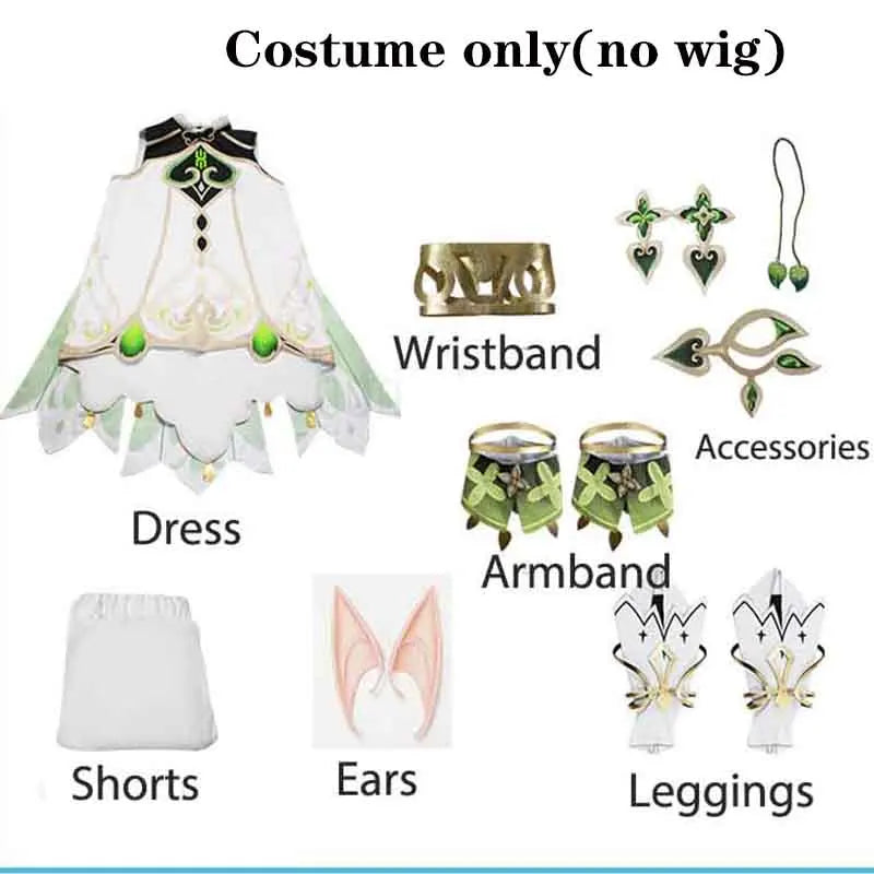 Nahida Cosplay Costume Lesser Lord Kusanali Full Set Dress Ears Wig Nahida outfits for Comic Con