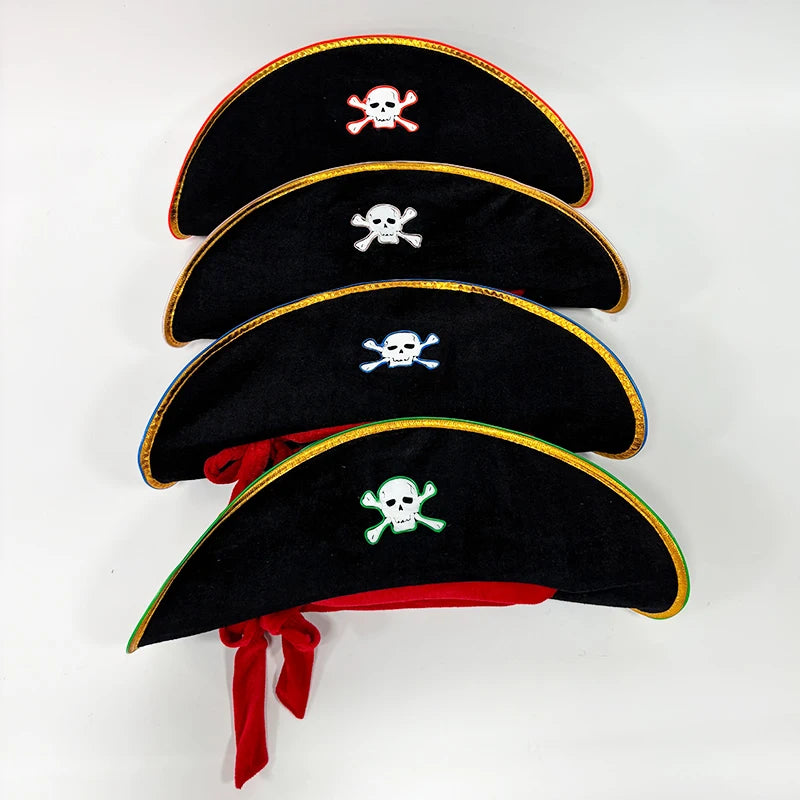 LED Pirate Hat Pirate Theme Holiday Cosplay Pirate Costume Decorations Glowing Captain Hat Colonial Tricorn Hat Woman Skull Hat