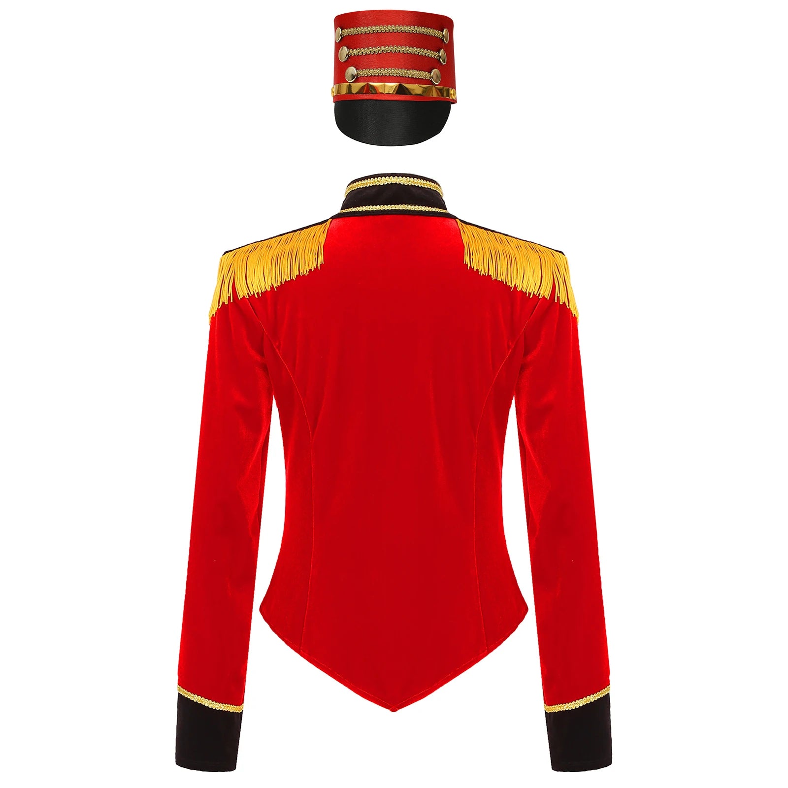 Womens Marching Band Drummer Costume Long Sleeve Circus Ringmaster Jacket Nutcrackers-hat Honor Guard Uniform Drum Major Outfits