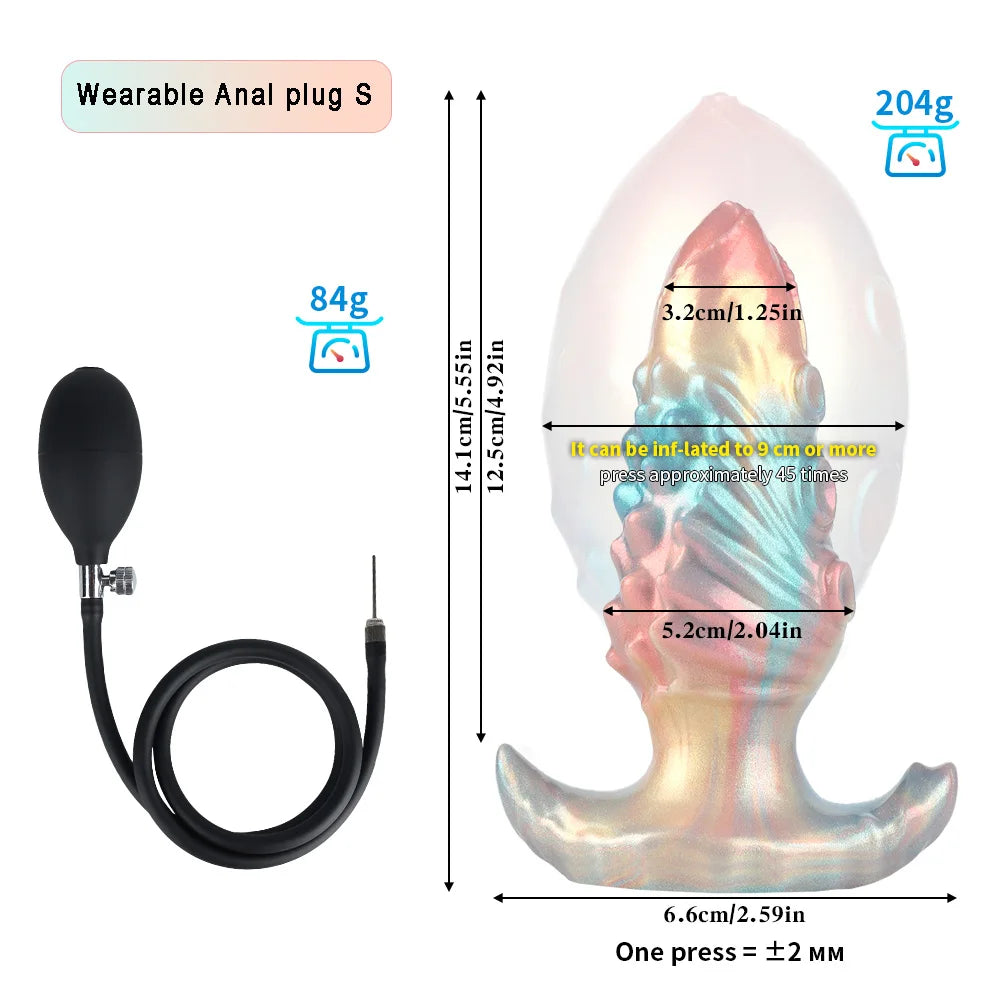 Inflatable Anal Plug Max 11cm Huge Buttplug Inflatable 18+ BDSM Sex Game for Women Men Gay Anal Dilation Prostate/G-spot Massage