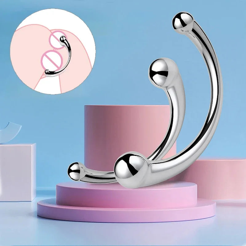 Metal Anal Plug Double Ended Stainless Steel G Spot Wand Butt Plug Prostate Massage Anal Dildo Plug Adult Sex Toys for Men Women