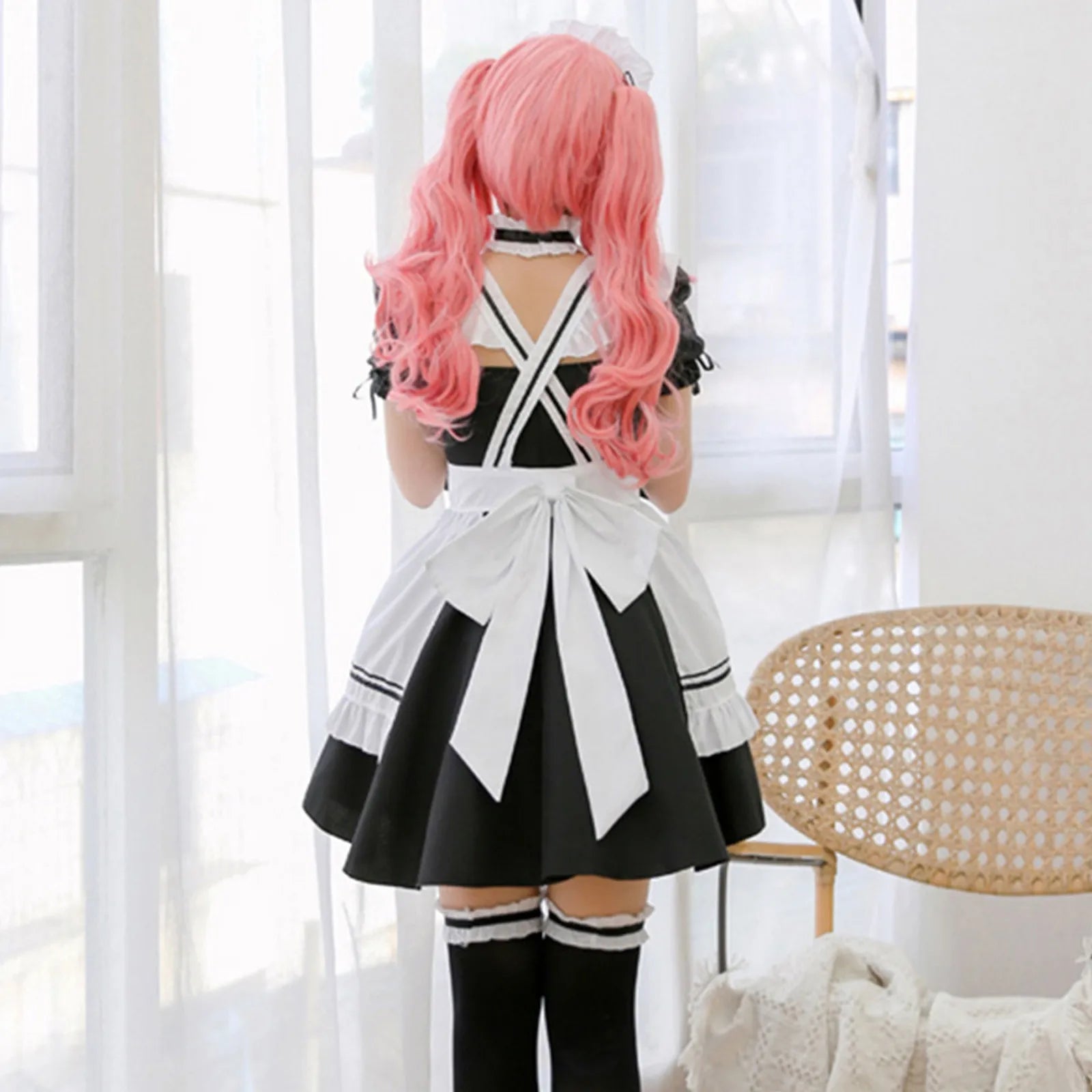 Black Pink Lolita Maid Costumes Cute Girls Women Lovely Maid Cosplay Costume Animation Show Japanese Outfit Dress Clothes S-5XL