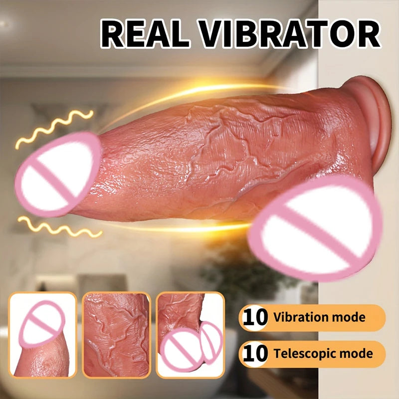 Huge Big Soft  Vibrator Heating Realistic Dildo for Woman Men Wireless Telescopic Big Dick Masturbator Penis G Spot Sex Toys