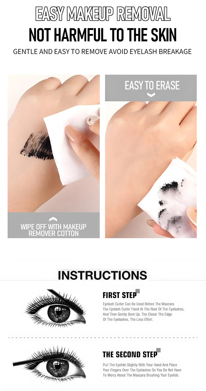 Long Lasting Waterproof Mascara 2mm Micro Engraving Brush Curling Lengthens Volumizes Smudgeproof Clump Free