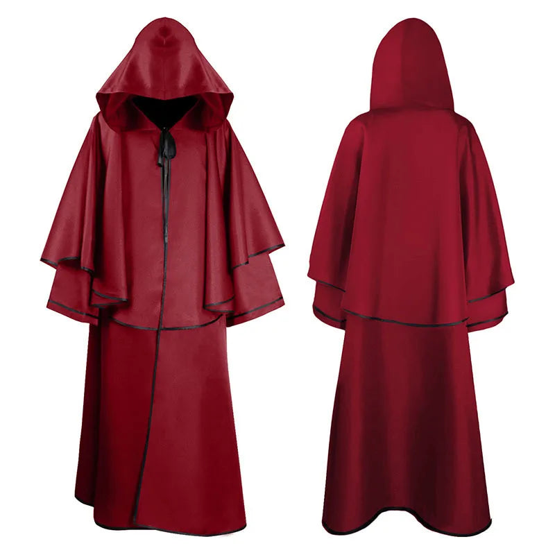 Medieval Cape Hooded Robe Cloak 5Color Monk Robe Cloak Cape Long Sleeve Wizard Cloak Halloween Stage Cosplay Costumes New 2025