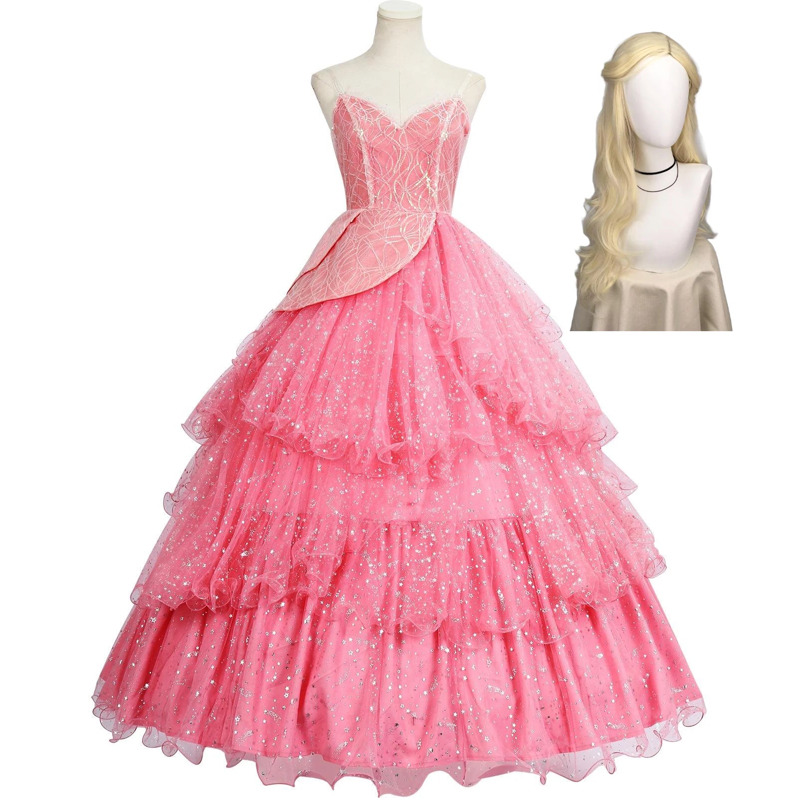 IN STOCK Glinda Wicked Cosplay Costume Disguise for Adult Women Pink Dress Roleplay  Fantasy Outfit Halloween Carnival Suit