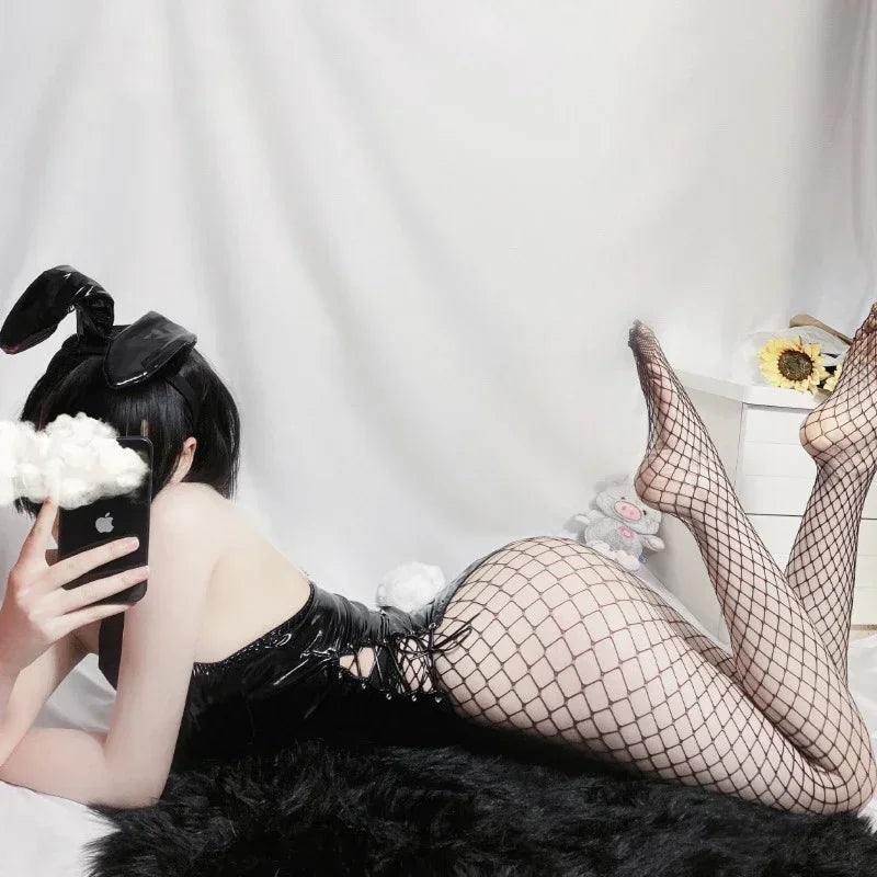 Sexy Bunny Girl Cosplay Bodysuit Sakurajima Mai Senpai Costume Jumpsuit Faux Leather Woman Lingerie Rabbit Costumes