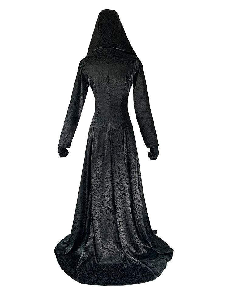 Medieval costume Daughter of Lady Dimitrescu Cosplay Costume Gothic Long Dress with Hood Vampire Bella Cassandra Halloween Dress