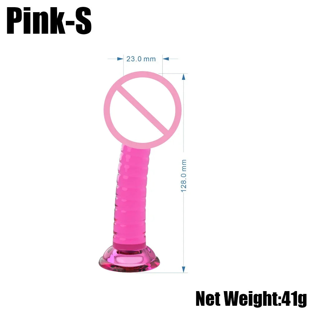 Realistic Dildos For Women No Vibrator Sex Toys Couples Crystal Jelly Mini Penis Vagina Anal Butt Plug Female Masturbation 4Size