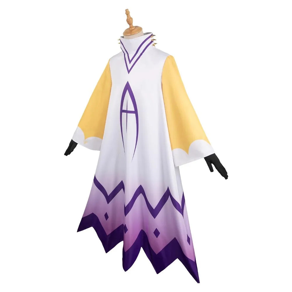 Adam Cosplay Costume Anime Hazzbin Cartoon Hotel Adam Costume Disguise for Men Women Robe Dress Wig Headgear Halloween Carnival