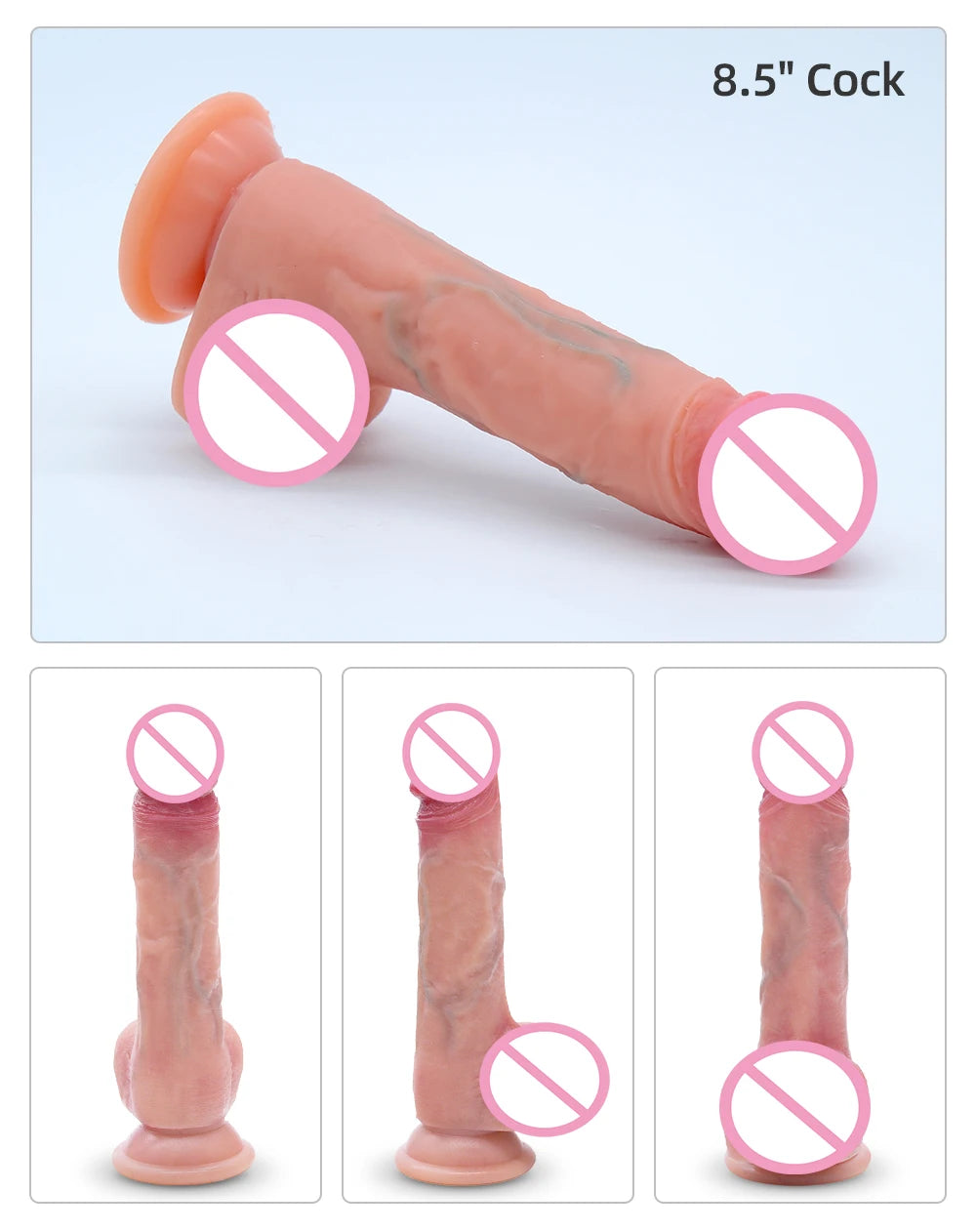 DRY WELL 7 Inch Girth Huge Realistic Safety Soft Silicone Dildo for Vagina Anal Sex Stimulation, G-Spot Penis Adult Sex Toy