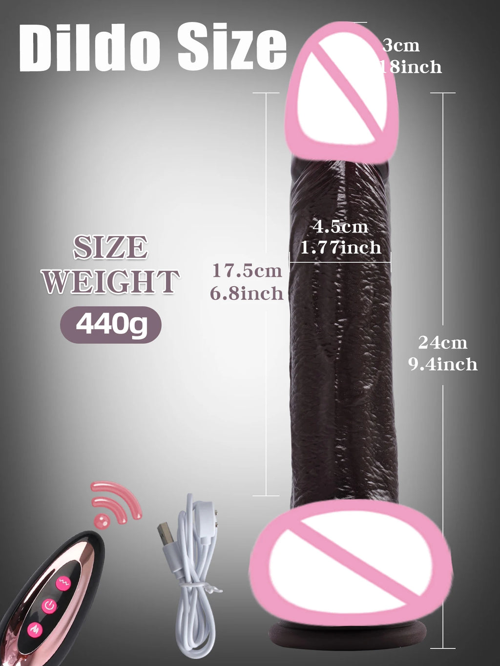 Women's Realistic Large Dildo Vibrator Sex Toy with Heating Function Big Penis Remote Control Telescopic Vibrator for Anal Use