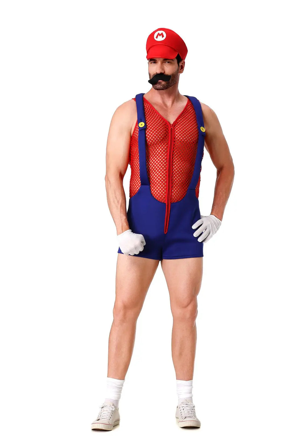 Adult Halloween Anime Cartoon Cosplay Costume With Hat Sexy Men Red Blue Super Plumber Brother Fancy Set Carnival Party Dress Up
