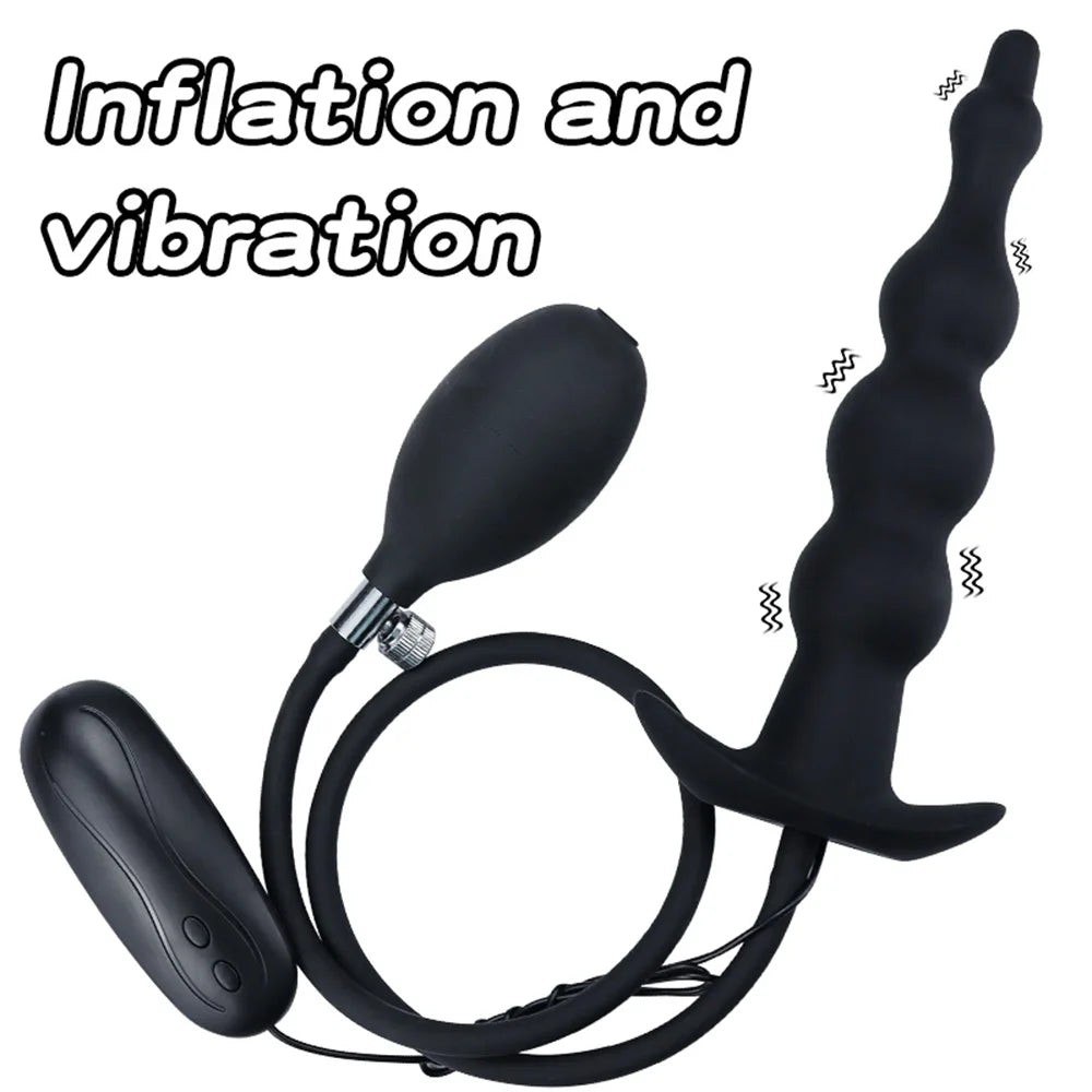 Anal Plug Vibrator Inflatable Pull Beads Vaginal Butt Anal Dilator Prostate Massager Stimulator Adult Sex Toys for Couples