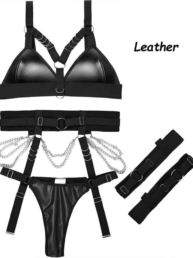Play Bondage Uniform Erotic Lingerie Hot Sexy Hollow Underwear for Women Open Anal BDSM Role Maid Cosplay Costumes Outfit Set