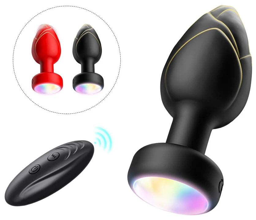 LED Colorful Light Butt Plug for Women Men Anal Plug Vibrator Wireless Remote Control Buttplug Goods Masturbator Adults Sex Toys