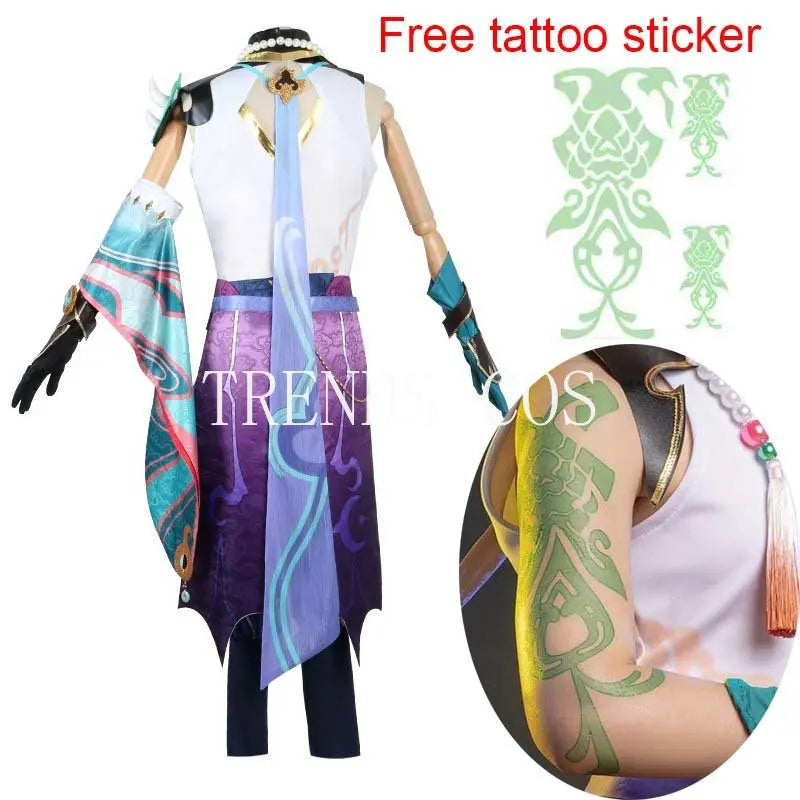 Xiao Cosplay Costume Cosplay Anime Xiao Full Set Xiao Wig Mask Tattoo Sticker for Halloween Outfits