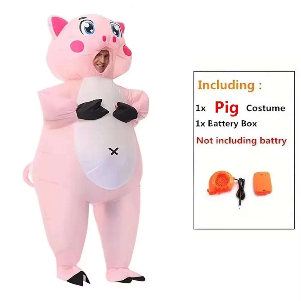 Adult Mascot Pink Pig Inflatable Costumes Halloween Cosplay Costumes for Man Woman Animal Party Role Play Disfraz