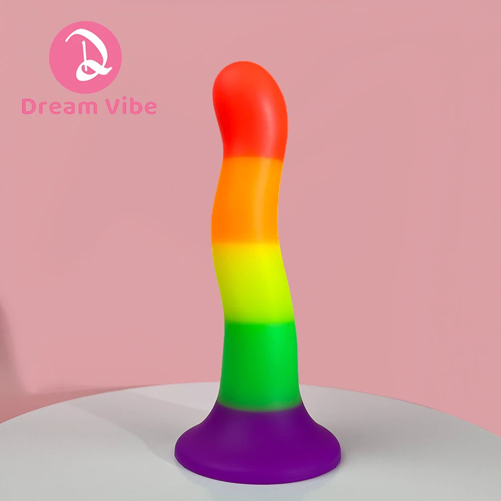 Liquid Silicone Rainbow Dildo Strong Suction Base Soft and Smooth Penetration Deep Adult Sex Toy New Anal Plug Gay Sex Penis