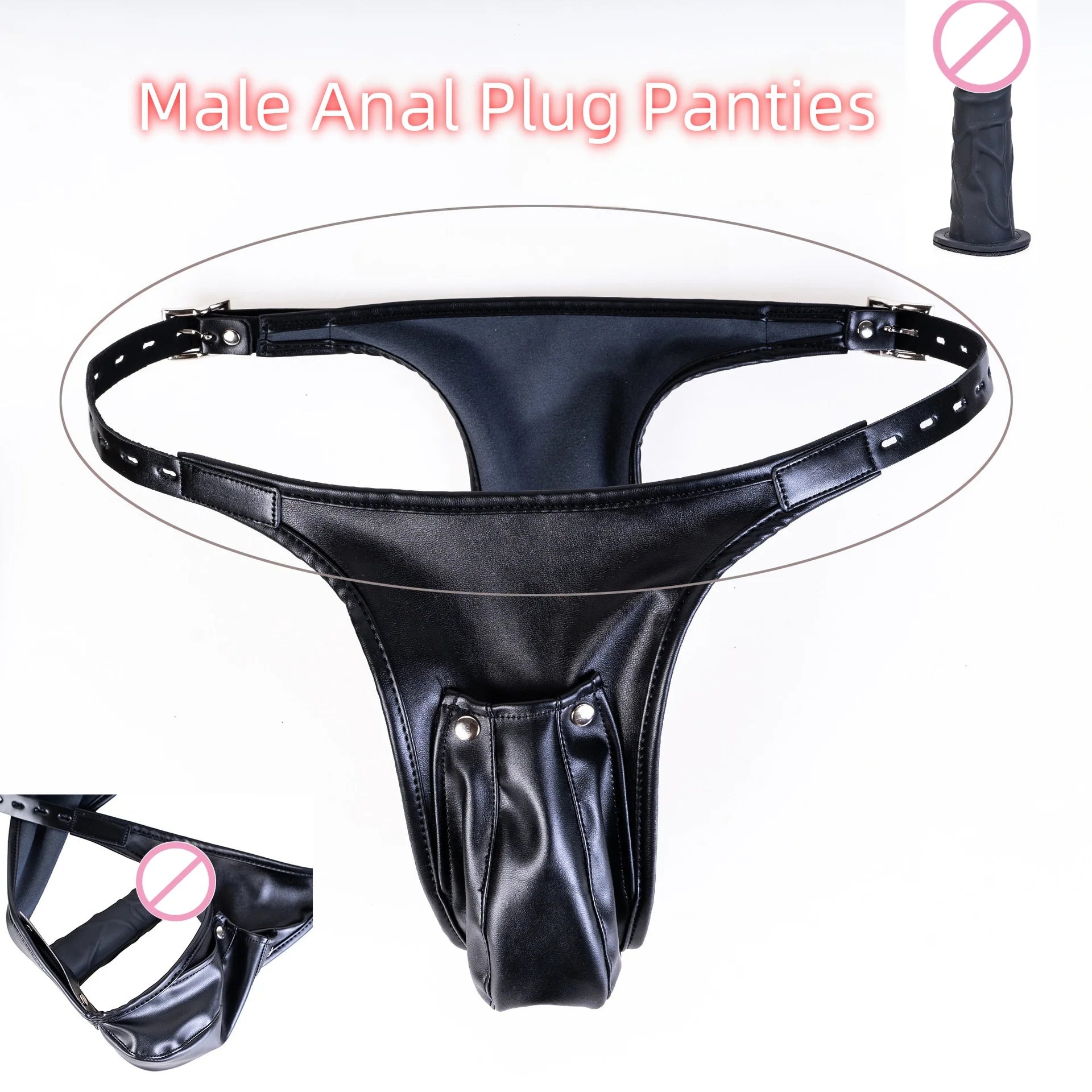 Ultra Men Sexy Leather Bondage Gear Sex Toys Kits of Male Silicone Anal Plug Harness Panties Erotic Costumes Exotic Accessories