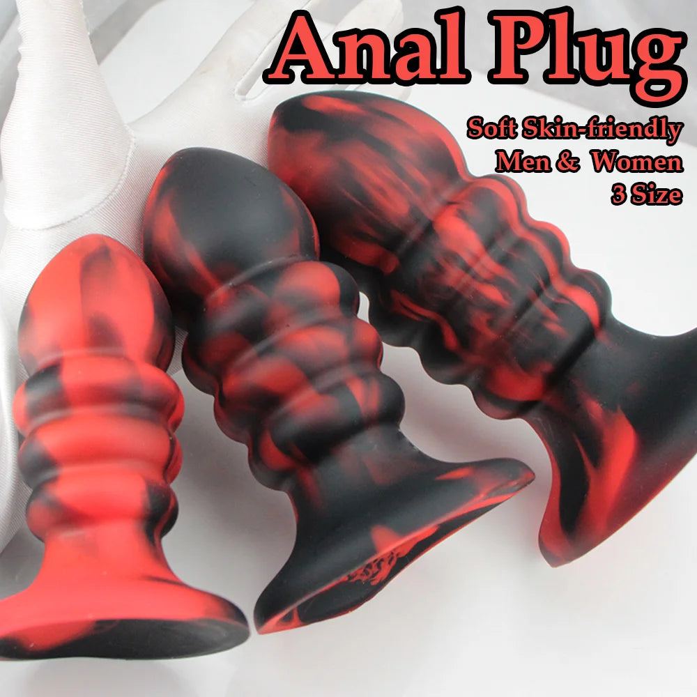 Anal Plug Dildo Huge Silicone Butt Plug Beads Big Penis Vaginal Anal Dilator Suction Cup Prostate Massage Anal Toy for Women Men