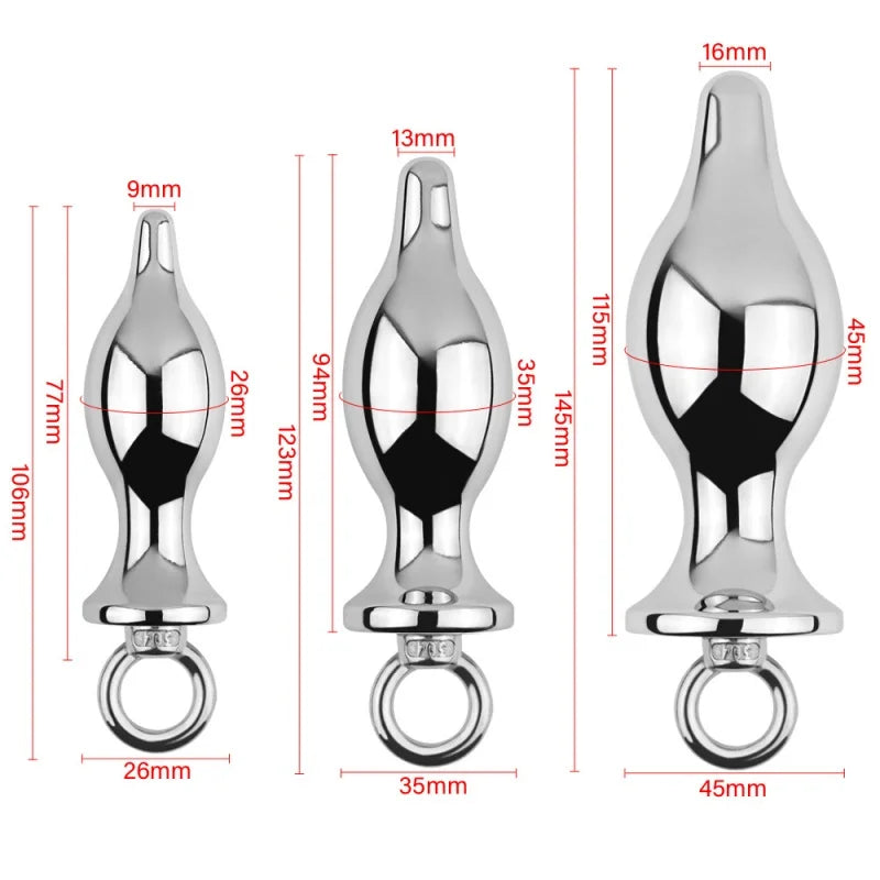 Erotic Accessories Metal Anal Plug With Pull Ring Fetish Anus Dilator Ass Stuff Tail Bdsm Bondage Adult Games Sex Toys For Women